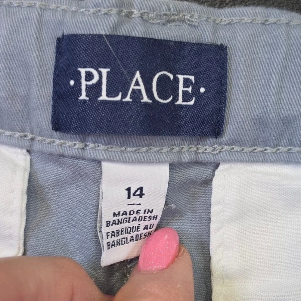 The Childrens Place Boys Chino Pants Light Blue Gray Size 14 Adjustable Waist